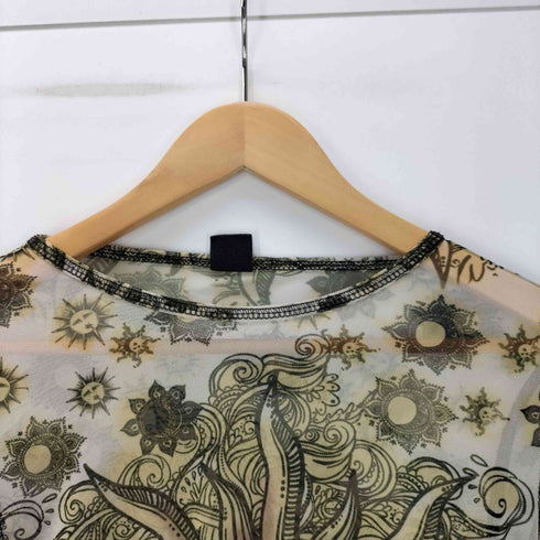 アーバンアウトフィッターズ URBAN OUTFITTERS 英国製 サン 太陽 総柄 クルーネック カットソー セカンドスキン レディース import:M